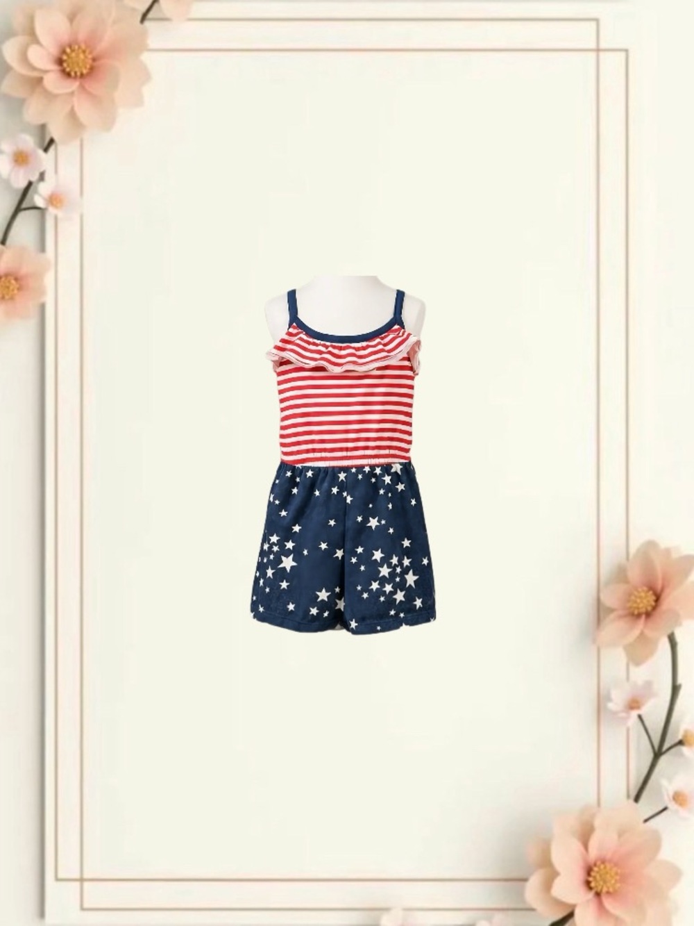 jumping beans Red & Navy Star Print Striped Romper